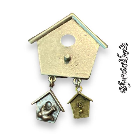 Bundle Sale 3 for $15 | Tri-Colored Birdhouse Brooch - Picture 3 of 10
